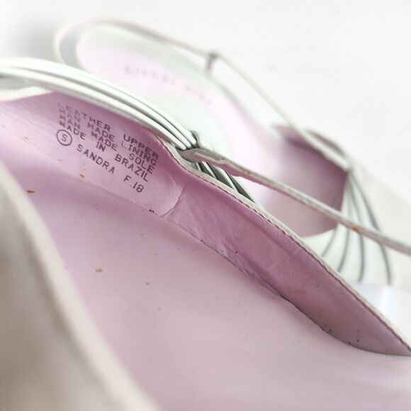 Gianni Bini Heels Size 9 Y2K 90s Mint Green Leather Pointy Square Toe Slingback - Picture 11 of 13